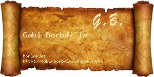 Gabl Borbála névjegykártya